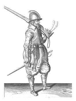 Soldier Carrying His Rudder on His Shoulder, vintage illustration. photo