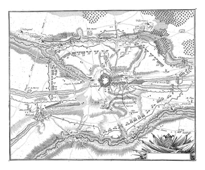 Siege of le Quesnoy, vintage illustration. photo