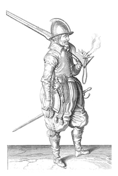 Soldier Carrying His Rudder on His Shoulder, vintage illustration. photo
