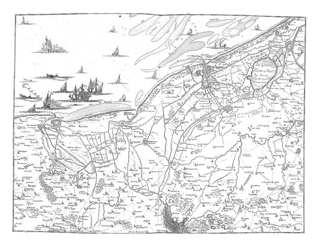 Map of the Northern French coast, vintage illustration. photo