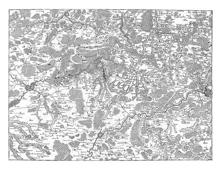 Map of Hainaut and Northern France, vintage illustration. photo