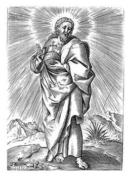 Blessing Christ vintage sketch photo