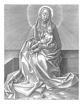 Mary with the Christ Child on Her Lap, Hieronymus Wierix, 1563 - before 1586 photo