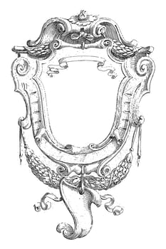 Cartouche with garlands of leaves photo