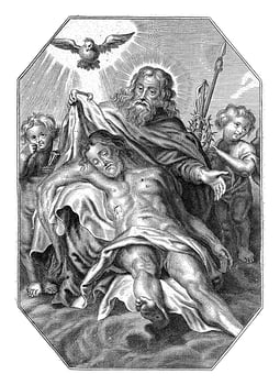 God the Father with the Body of Christ, Cornelis Galle II, 1638 - 1678 photo