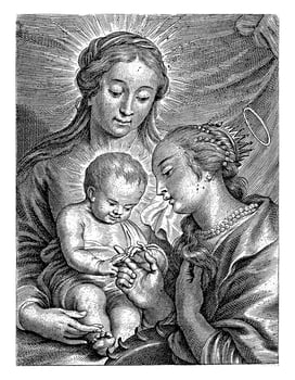 Mary with child and Saint Catharina photo