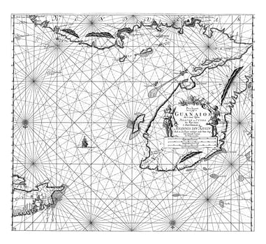 Passport map of the Yucatan Strait and Cuba, Jan Luyken photo