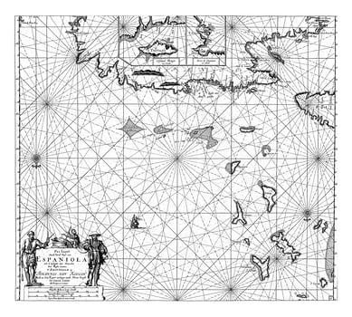 Map of the north coast of Hispaniola, with two inset cards, Jan Luyken photo