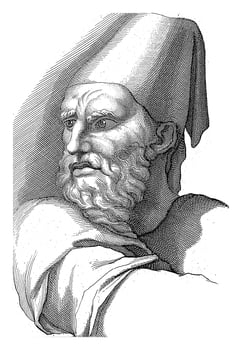Study of a man's head with tonsure photo