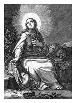 Saint Marina of Alexandria as hermit, Boetius Adamsz. Bolswert, after Abraham Bloemaert, 1590 - 1662 photo