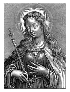 Mary, with scepter in hand, Wierix possibly, 1610 - 1672 photo
