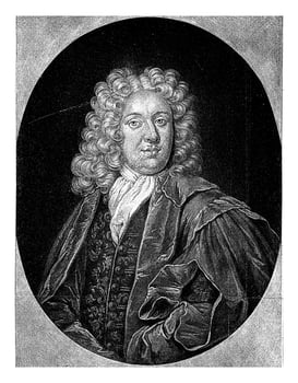 Portrait of Johann Samuel Stryk, Pieter Schenk I, after Samuel Blaettner I, 1670 - 1713 photo
