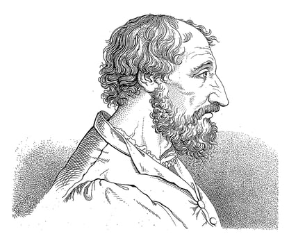 Portrait of poet Ludovico Ariosto, Filippo Pistrucci, 1815 - 1856 photo