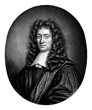 Portrait of the Walloon preacher Phinees Pielat, Jacob Gole, after Bernard Vaillant, 1688 - 1724 photo