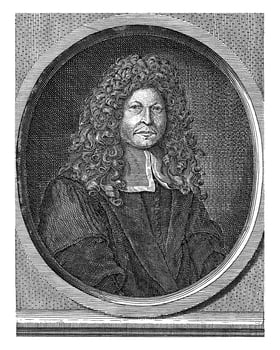 Portrait of surgeon Philippe Verheyen, Jan Baptist Berterham, 1696 - 1721 photo