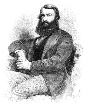 Mr. Samarin, editor of the Moscow Gazette, vintage engraving. photo