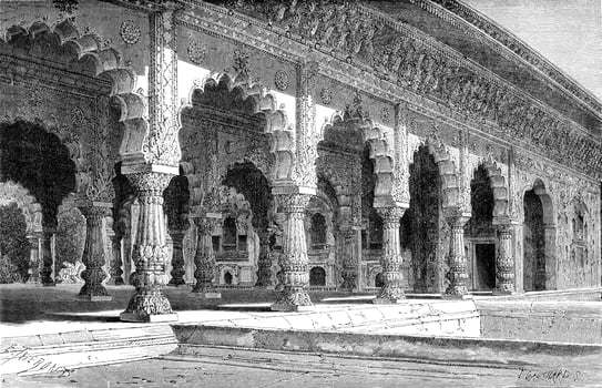 Pavilion Diwan I Khas at Digh, vintage engraving. photo