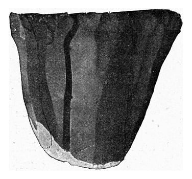 Nucleus with loose flint chips, vintage engraving. photo