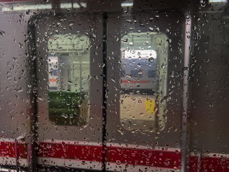 train door with water droplets photo