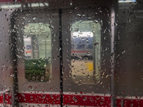 train door with water droplets photo