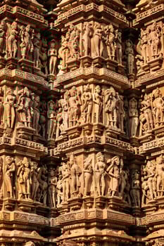 Famous stone carving sculptures of Khajuraho photo