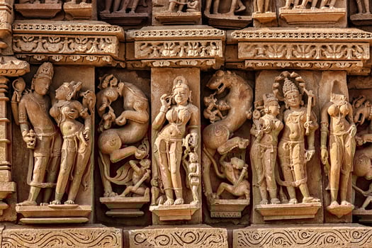 Sculptures on Adinath Jain Temple, Khajuraho photo