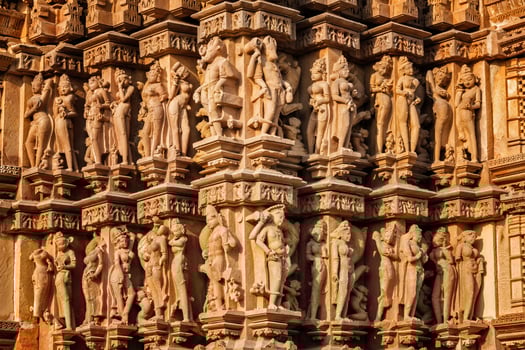 Sculptures on Khajuraho temples photo