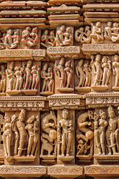 Sculptures on Khajuraho temples photo
