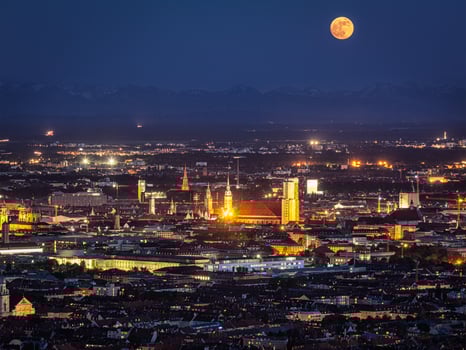 Night aerial view of Munich, Germany photo