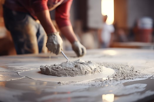 AI generated Plasterer Mixing cement on floor with sunlight, generative AI. photo