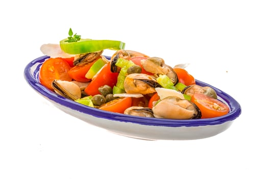 Mussells salad in the bowl photo