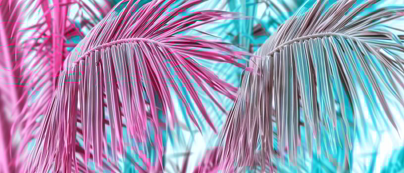 AI generated Close-up of Pink and Blue Palm Tree photo