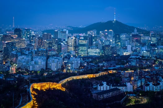 Seoul skyline in the night, South Korea. photo