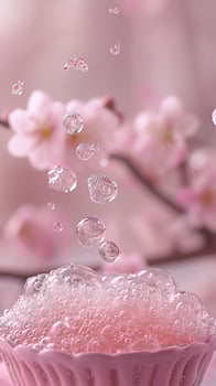 AI generated Pink Serenity Bubbles in Soap Bliss photo