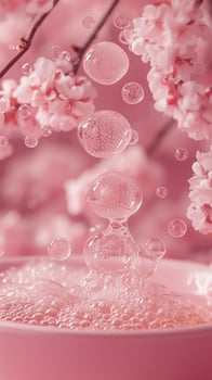 AI generated Pink Serenity Bubbles in Soap Bliss photo