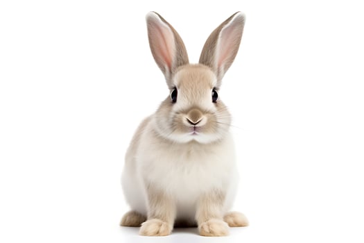 AI generated easter bunny On a cute, fluffy white background. Animal symbols of Easter photo