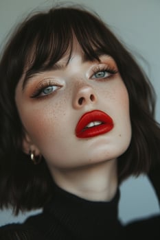 AI generated a young woman wearing lipstick and makeup photo