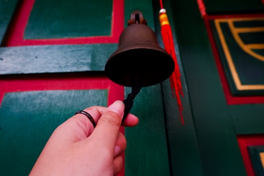Selective focus of lucky bells. Great for Chinese New Year celebrations. photo