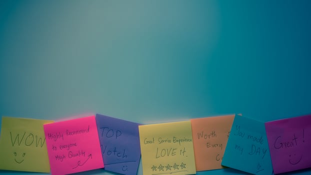 Customer feedback experience concept sticky papers with reviews photo
