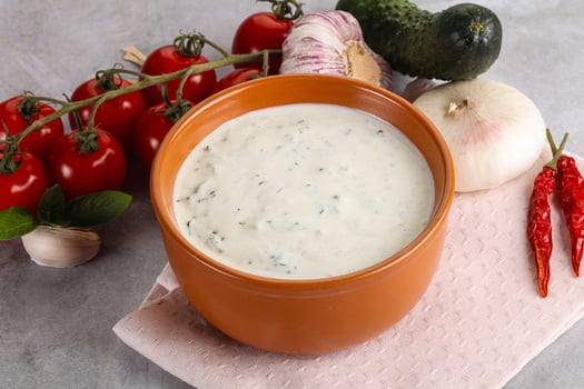 Traditional delicious appetizer greek tzatziki Turkish name cacik photo