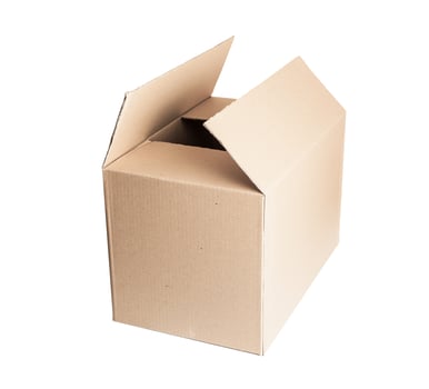 Open cardboard box. Isolated on white background, photo