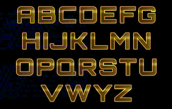 Perforated golden metal alphabet set photo