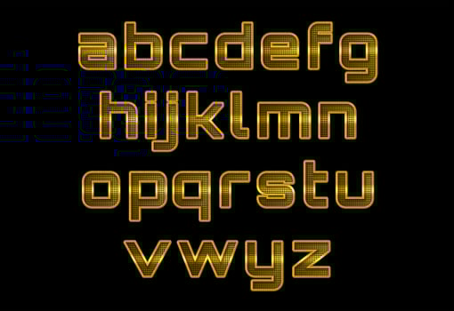 Perforated golden metal alphabet set photo
