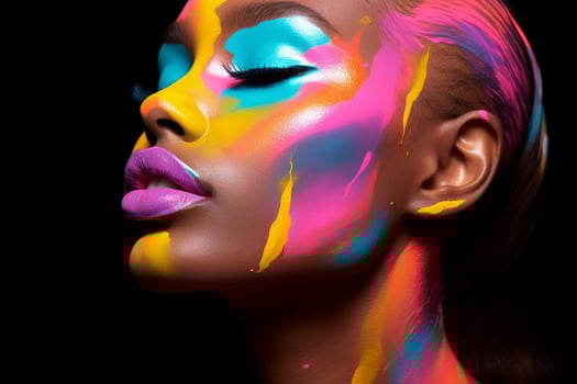 AI generated Modern neon woman makeup. Generate Ai photo