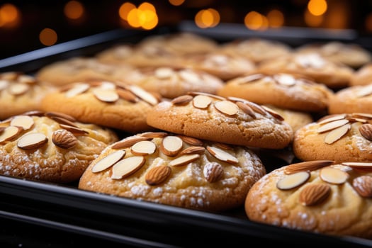 AI generated sweet almond cookies on the table professional advertising food photography photo