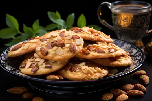 AI generated sweet almond cookies on the table professional advertising food photography photo