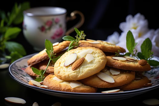AI generated sweet almond cookies on the table professional advertising food photography photo