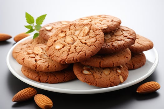 AI generated sweet almond cookies on the table professional advertising food photography photo