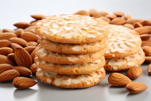 AI generated sweet almond cookies on the table professional advertising food photography photo