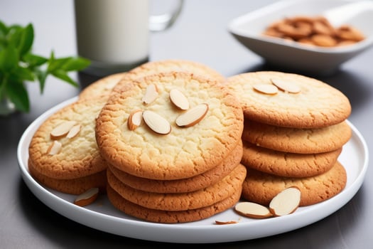 AI generated sweet almond cookies on the table professional advertising food photography photo